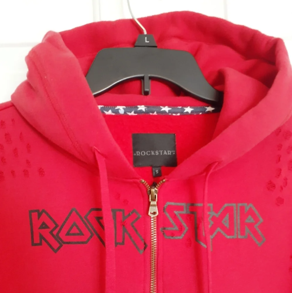 Rockstar Original Red Distressed Hoodie